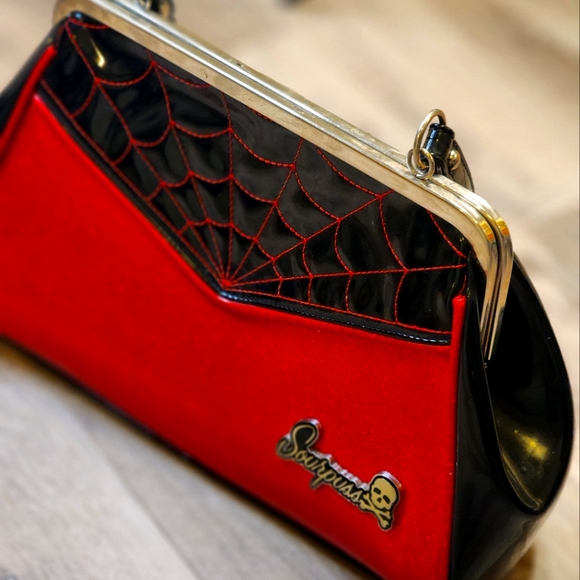 Sourpuss Other - Sourpuss Spider web patent leather purse